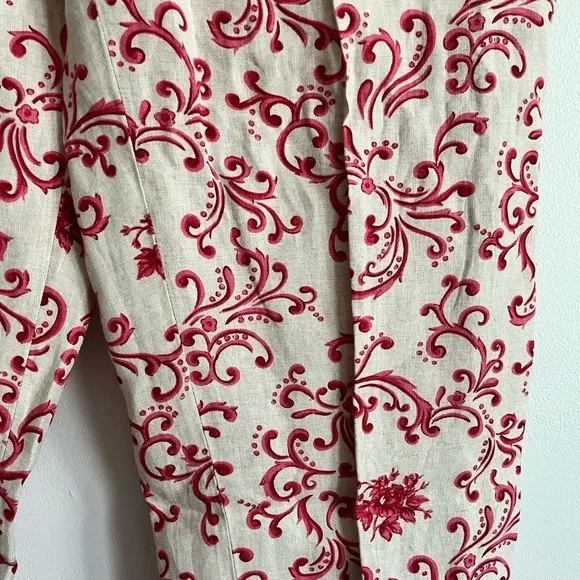 Talbots Floral Linen High Rise Ankle Cropped pants - Picture 6 of 9